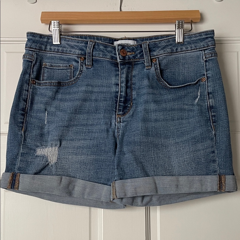 Stylish Blue Women's Distressed Jean Shorts